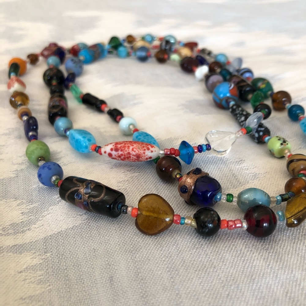 27” glass bead wrap necklace